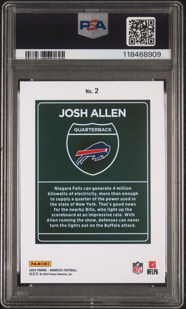 Josh Allen 2024 Panini Donruss Downtown PSA 9