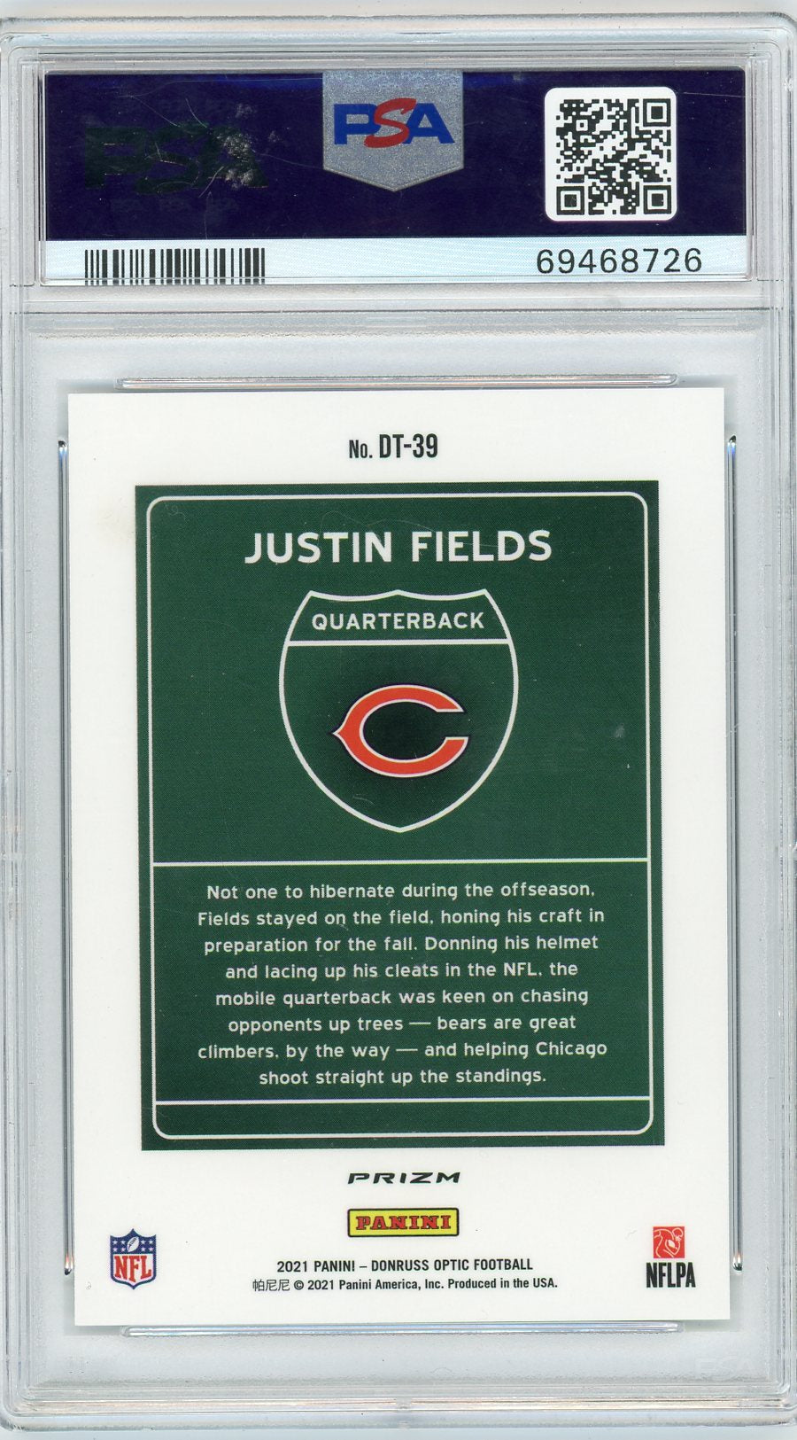 Justin Fields 2021 Panini Donruss Optic Downtown PSA 10